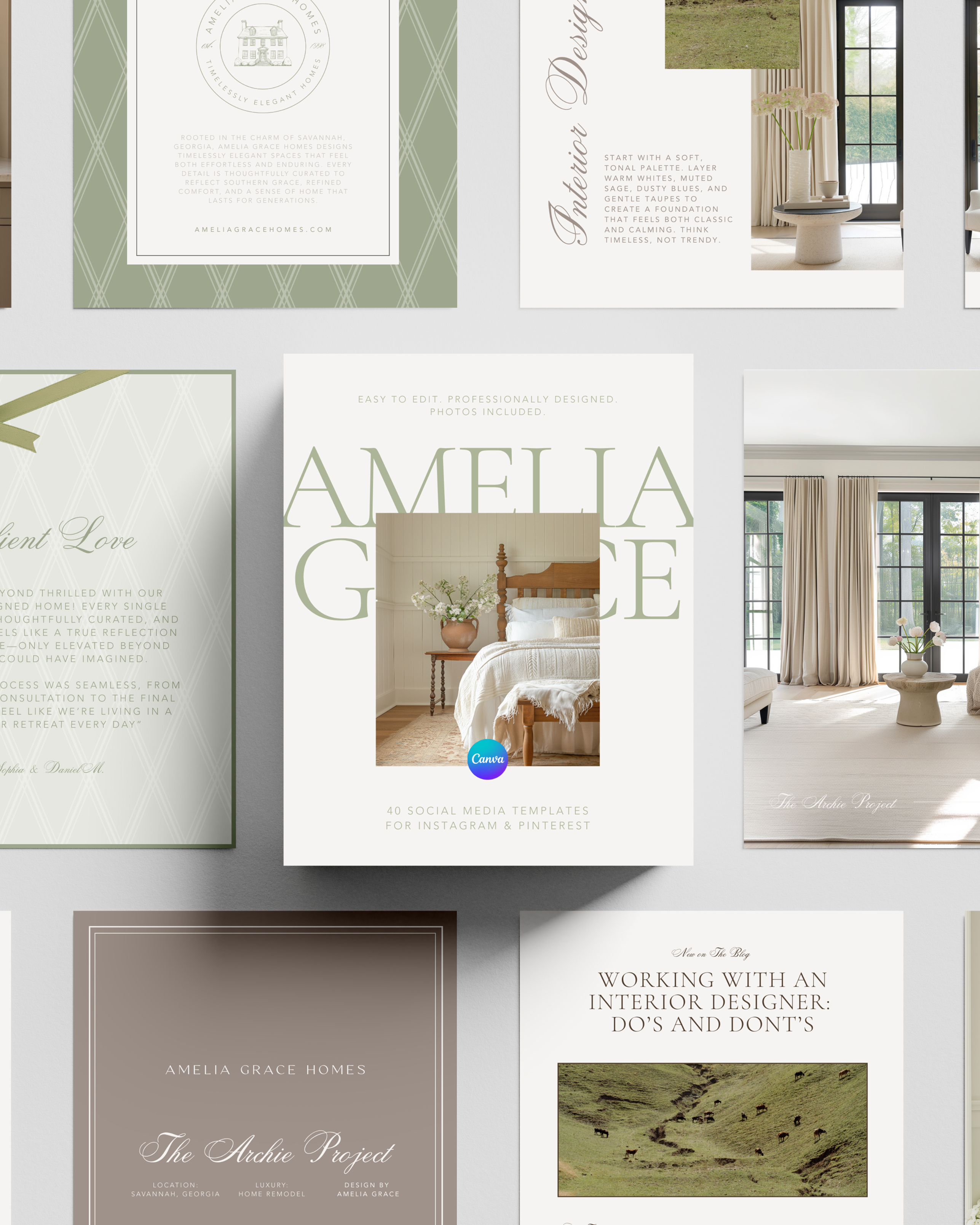 Luxury Interior Designer Social Media Templates | Organic Canva ...
