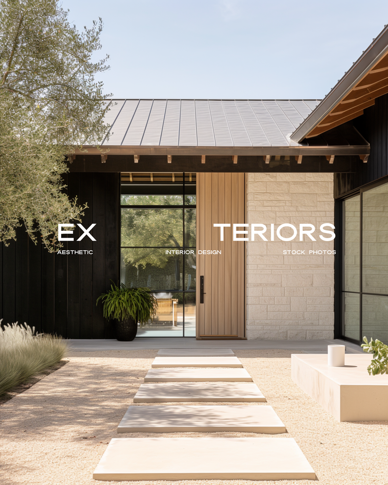 California Modern and Tulum exterior stock image featuring sunlit plaster walls, natural textures, dipping pools, and modern resort-inspired architecture—crafted for interior designers and creative brands.