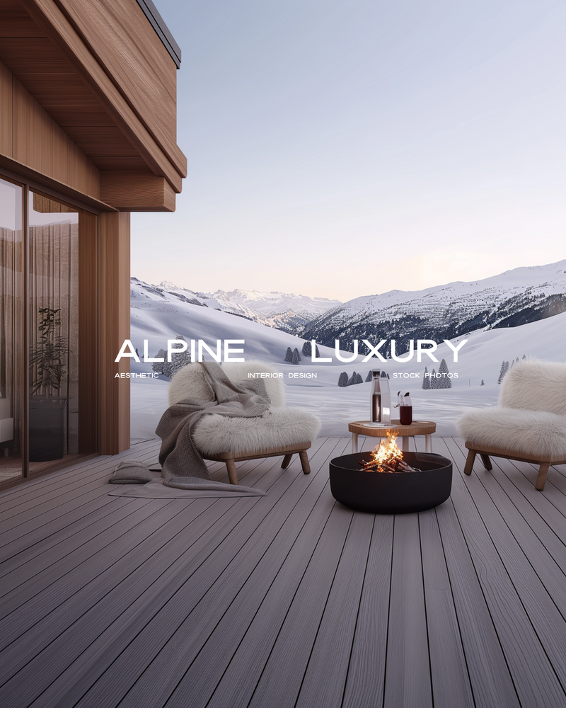 Alpine Interiors stock image featuring luxury mountain-inspired spaces with warm wood tones, natural stone, and refined modern design—crafted for interior designers and creative brands.
