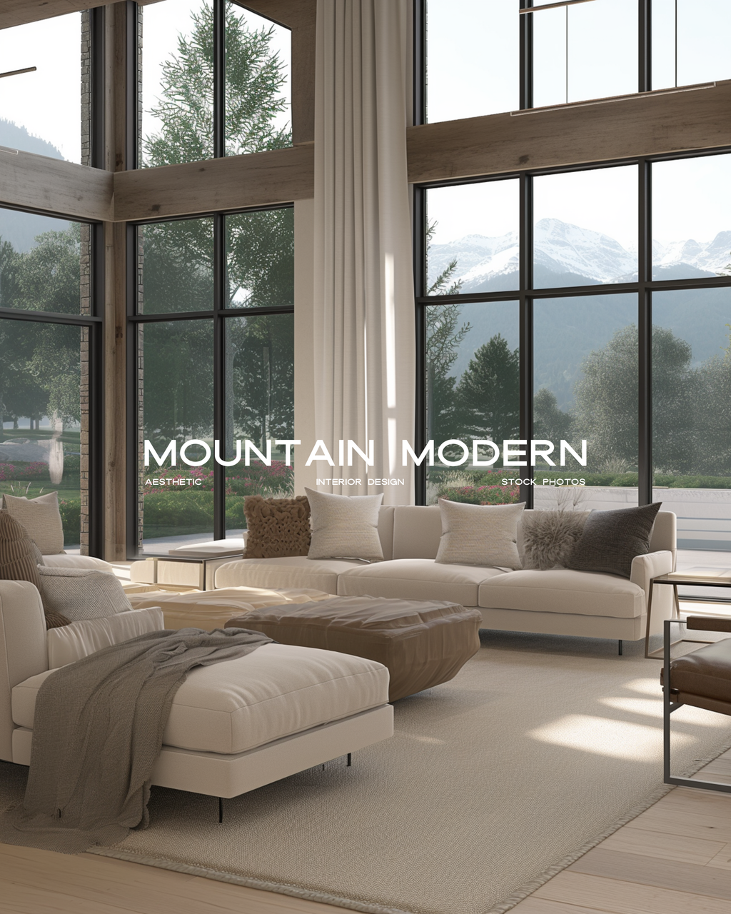 Mountain Modern interior stock image featuring refined, luxury spaces in neutral tones with natural textures, designed for interior designers and creative brands.