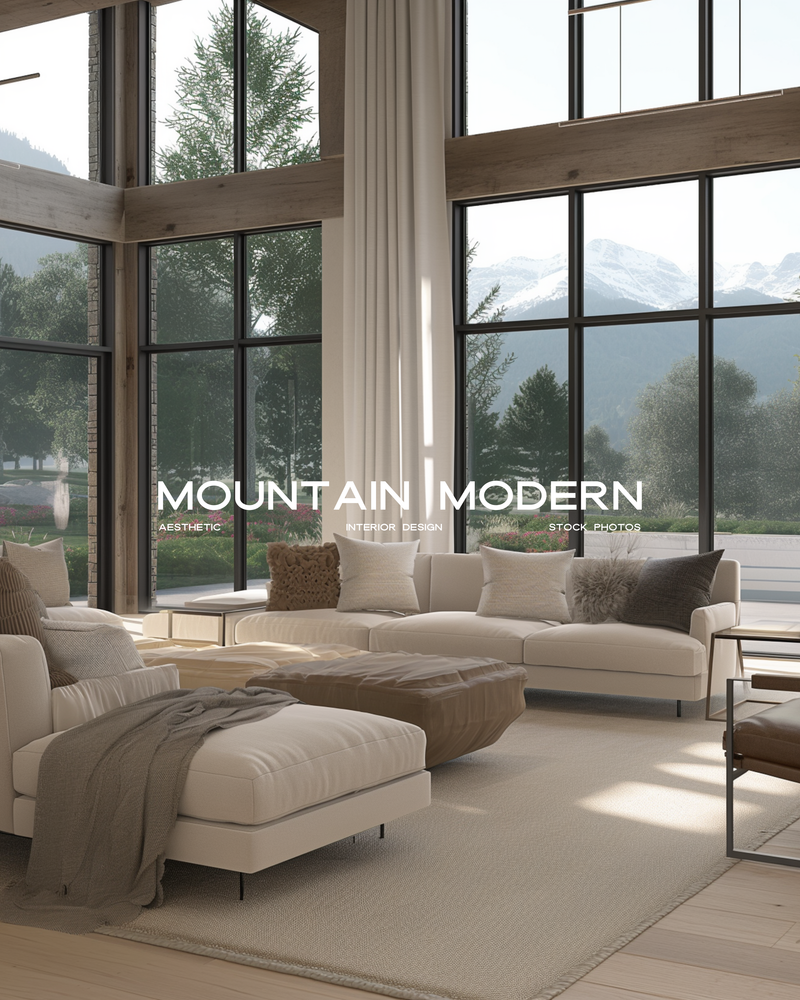 Mountain Modern interior stock image featuring refined, luxury spaces in neutral tones with natural textures, designed for interior designers and creative brands.