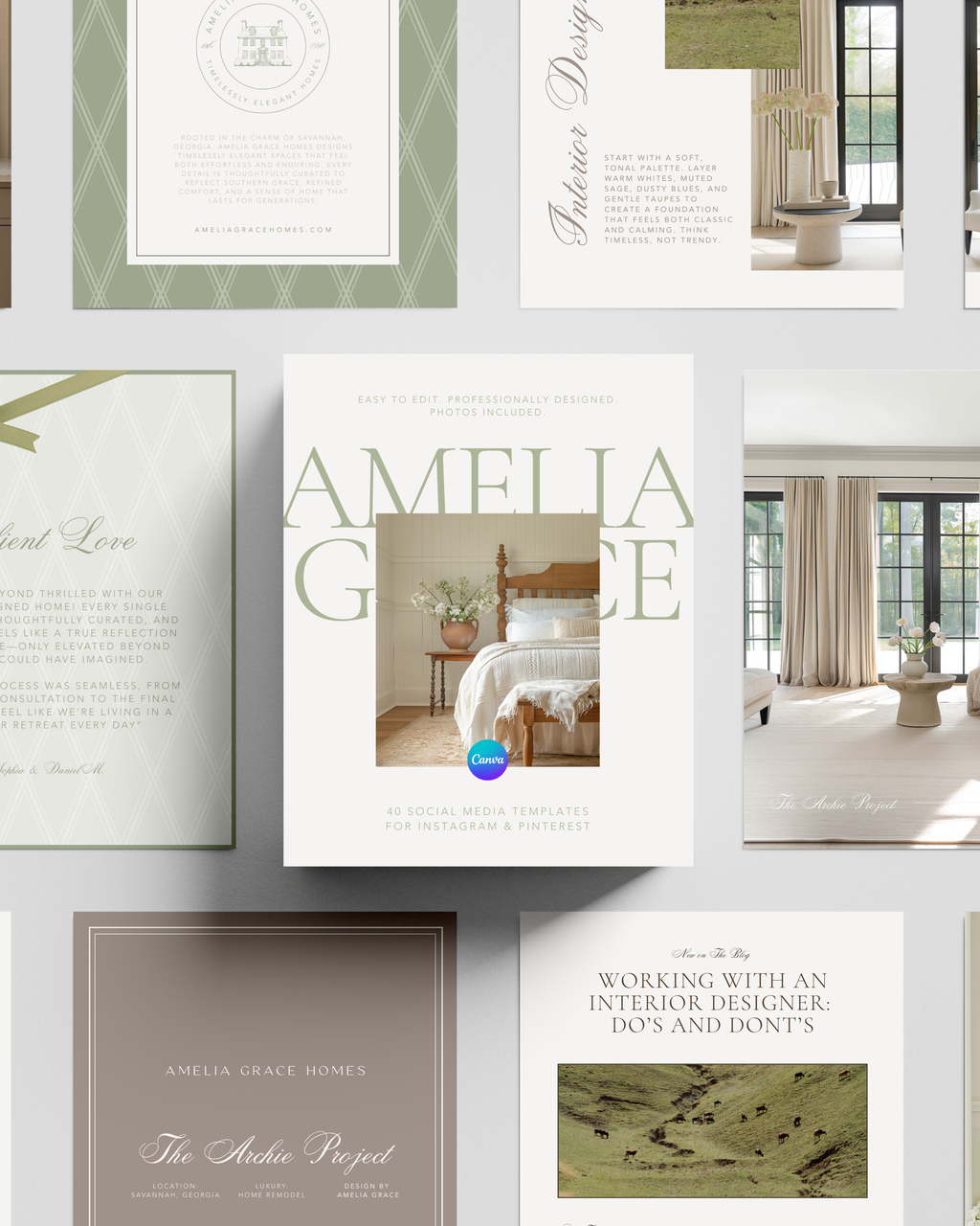 Luxury Interior Designer Social Media Templates | Organic Canva ...