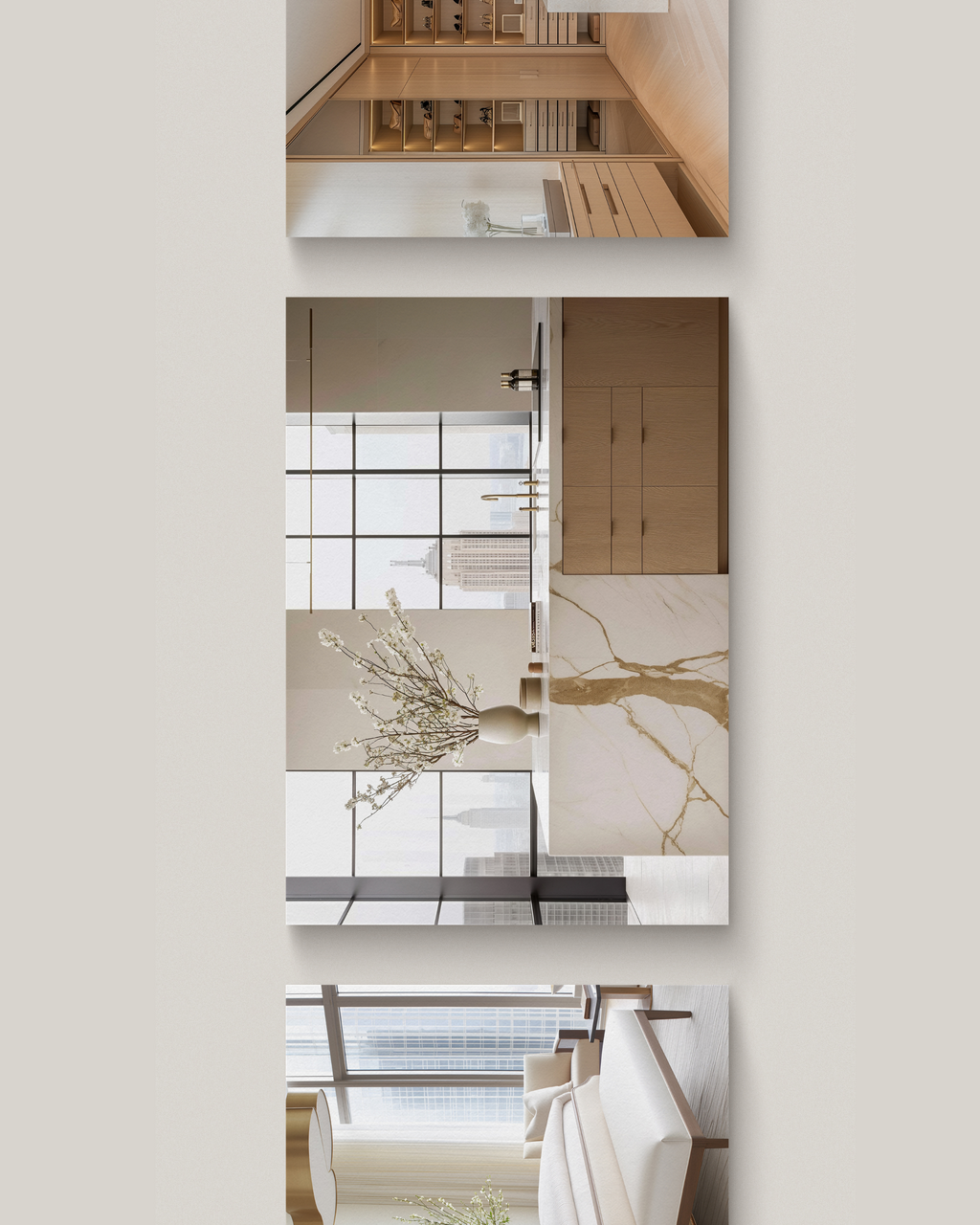 Penthouse interior stock image featuring refined, modern city-inspired luxury interiors with neutral tones and sophisticated details, created for interior designers and creative brands.