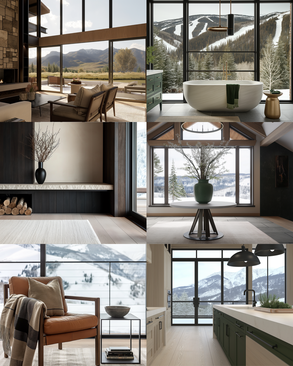 Mountain Modern interior stock image featuring refined, luxury spaces in neutral tones with natural textures, designed for interior designers and creative brands.