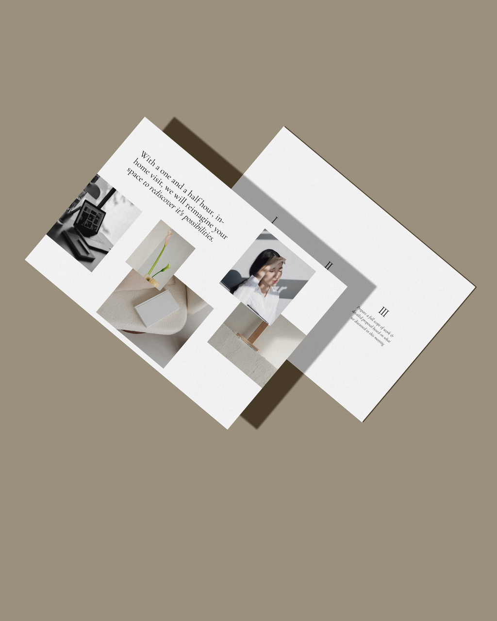 In-Home Consultation Guide Canva template featuring customizable layouts explaining the design consultation process, payment schedule, and project stages—crafted for luxury interior designers.