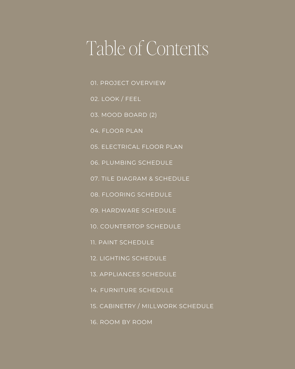 Interior Design Spec Book & FFE Schedule Template | Theodore Sloane
