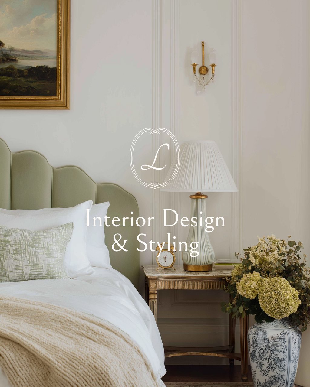 Feminine Canva brand kit for interior designers with hand-drawn chinoiserie elements, organic textures, and elegant logo suite.