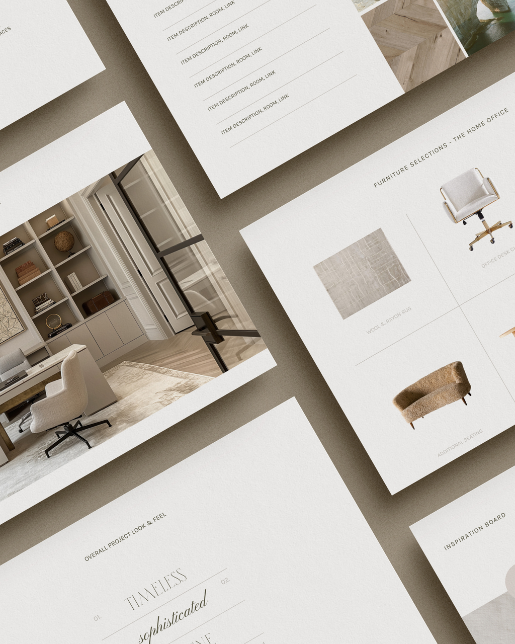 Interior Design Presentation Template in Canva featuring luxury, client-ready layouts for design concepts and visuals—crafted for interior designers seeking elevated, professional presentations.