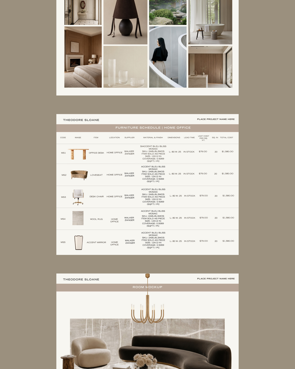 Interior Design Spec Book & FFE Schedule Template | Theodore Sloane