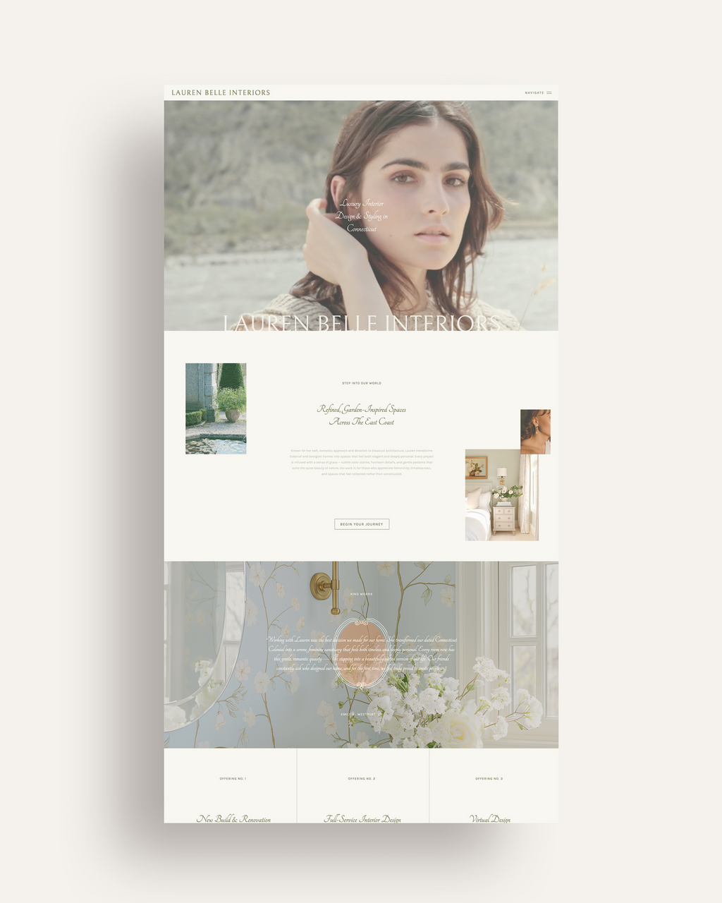 Interior design website template featuring romantic textures