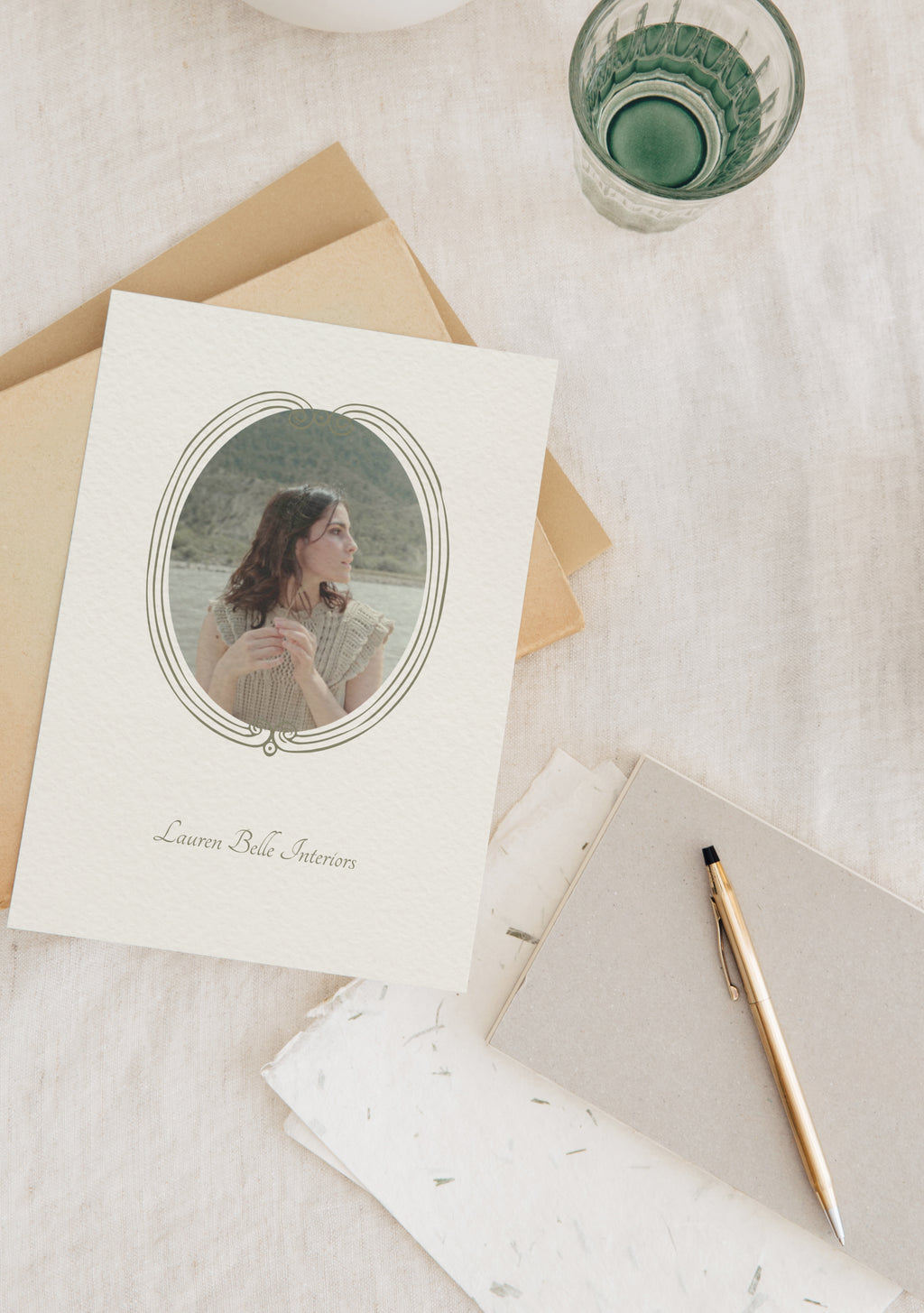 Feminine Canva brand kit for interior designers with hand-drawn chinoiserie elements, organic textures, and elegant logo suite.
