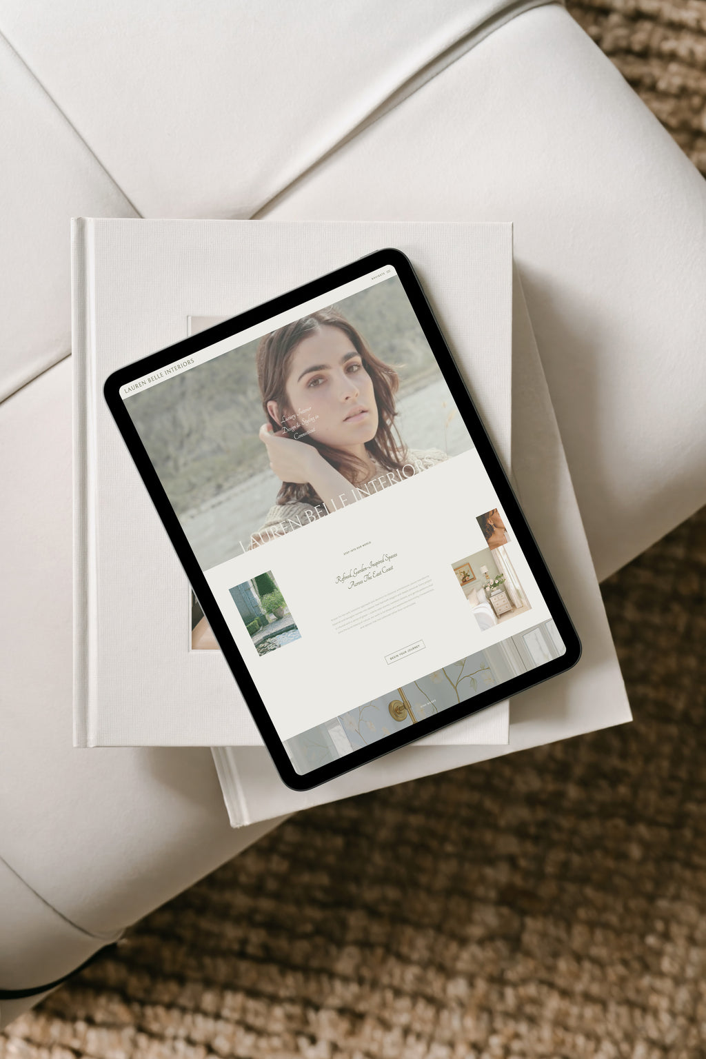 Interior design website template featuring romantic textures
