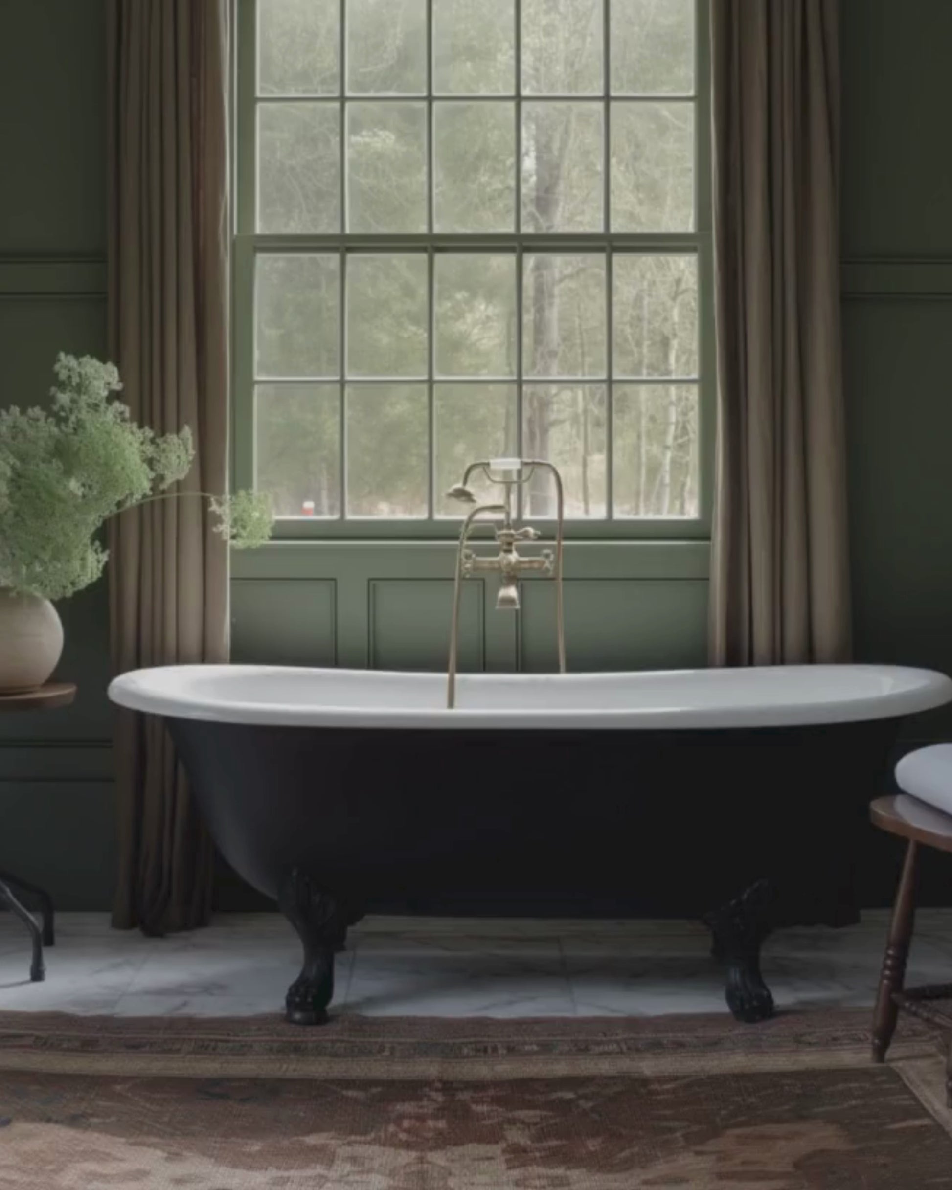 Moody interior stock image featuring deep tones, vintage furnishings, and dramatic lighting with traditional architectural details—crafted for luxury interior designers and creative brands.