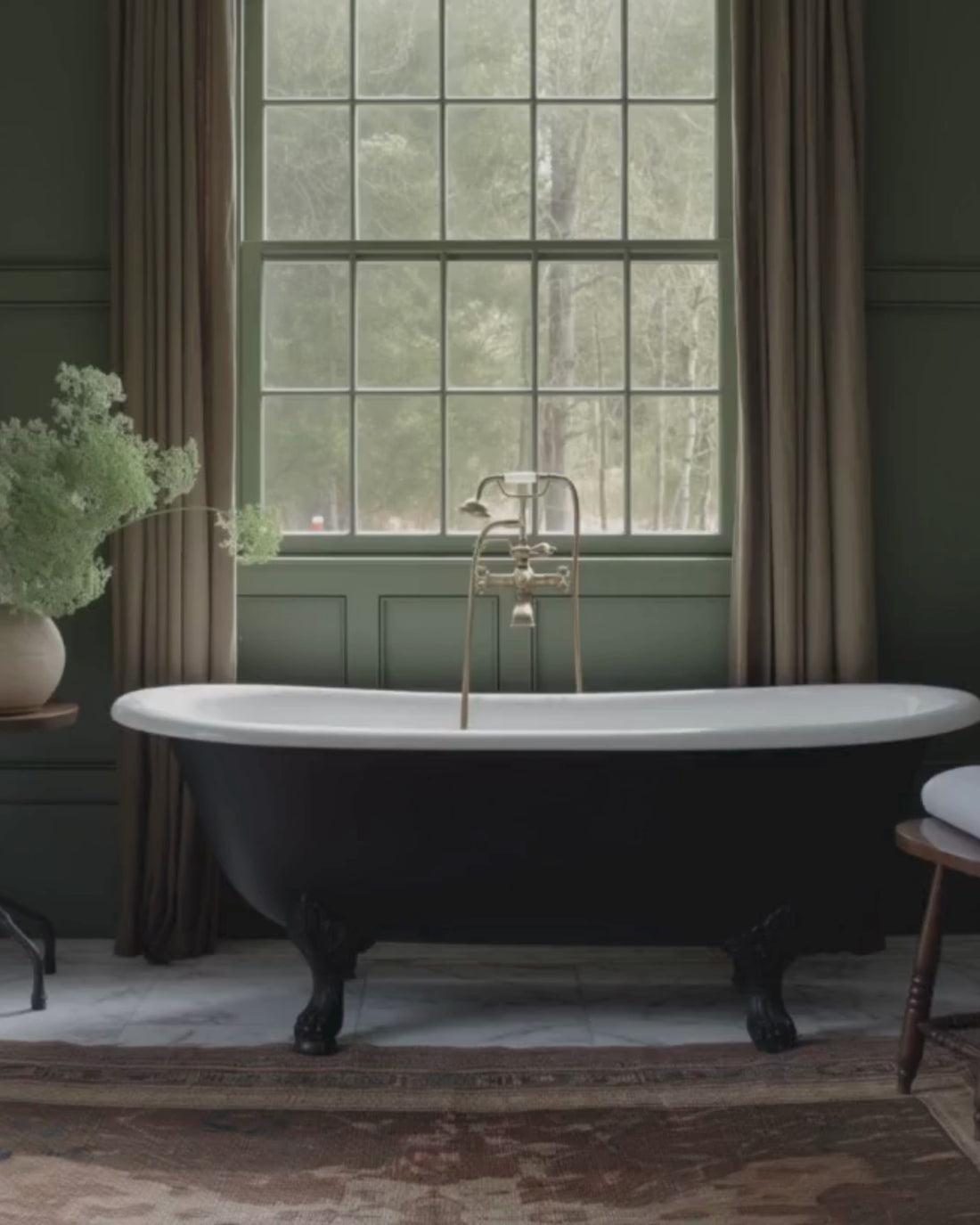Moody interior stock image featuring deep tones, vintage furnishings, and dramatic lighting with traditional architectural details—crafted for luxury interior designers and creative brands.